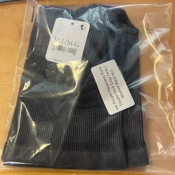 NWT! Free People Happiness Runs Square Neck Crop Tank / Washed Black M/L - Picture 6 of 6